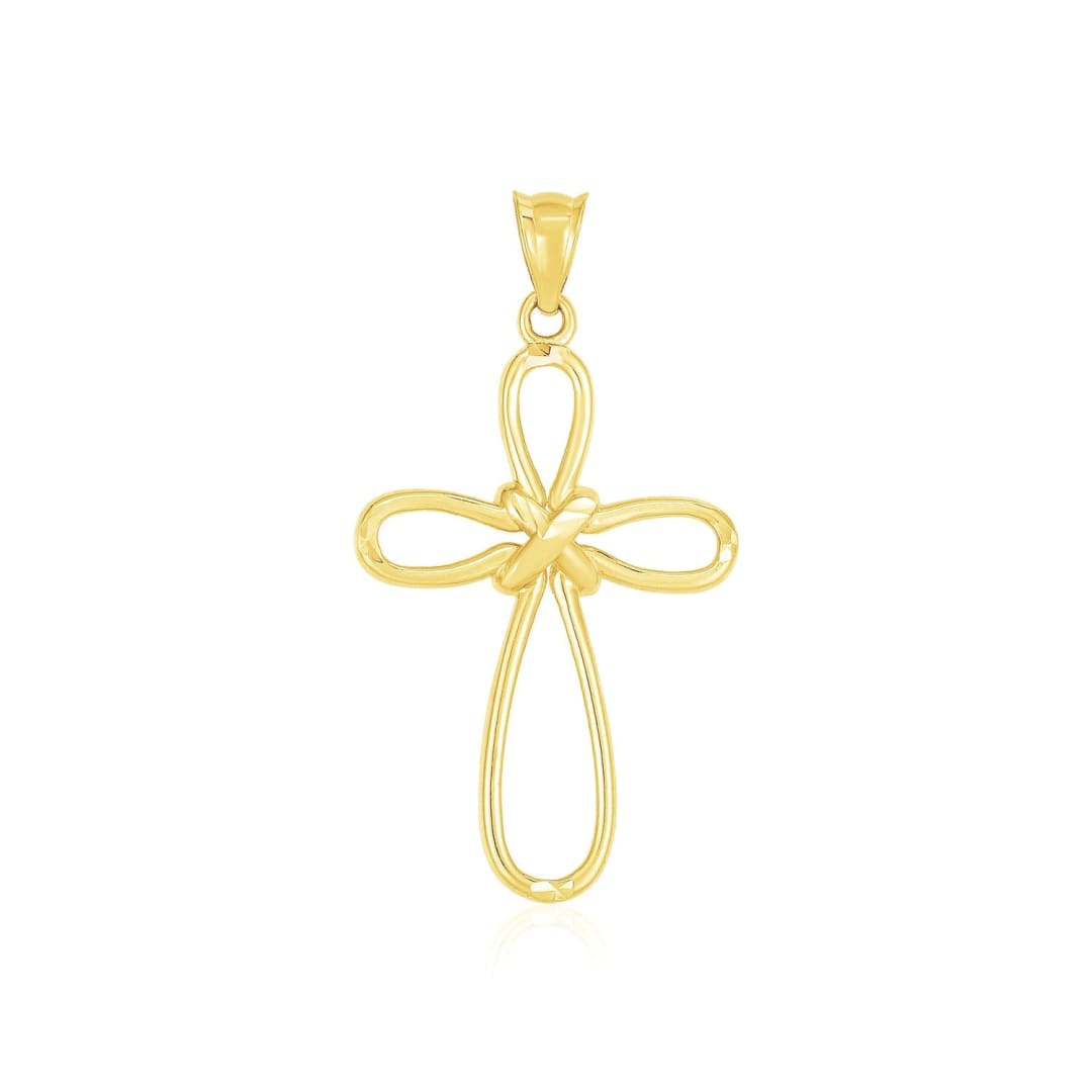 14k Yellow Gold Looped Knot Style Cross Pendant | Richard Cannon Jewelry