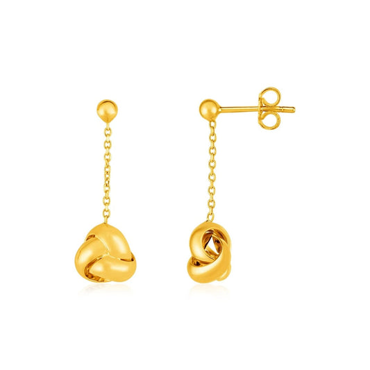 14k Yellow Gold Love Knot Drop Earrings | Richard Cannon Jewelry