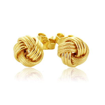 14k Yellow Gold Love Knot with Ridge Texture Earrings | Richard Cannon Jewelry