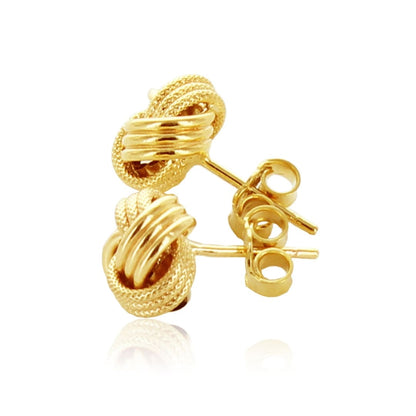 14k Yellow Gold Love Knot with Ridge Texture Earrings | Richard Cannon Jewelry