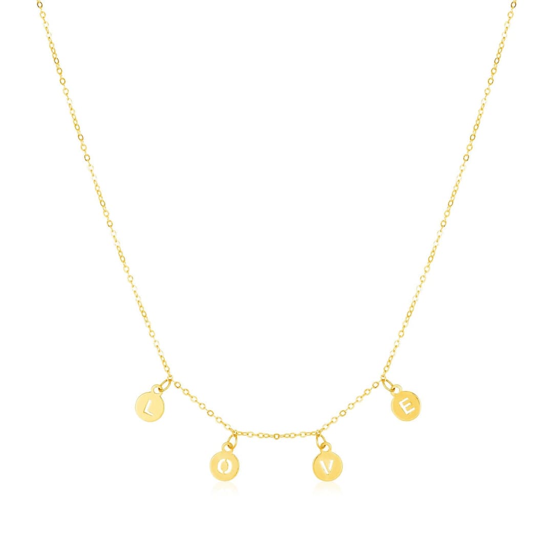 14k Yellow Gold Love Necklace with Circle Drops | Richard Cannon Jewelry