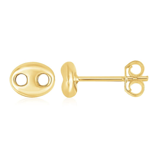 14K Yellow Gold Mariner Link Button Earrings | Richard Cannon Jewelry