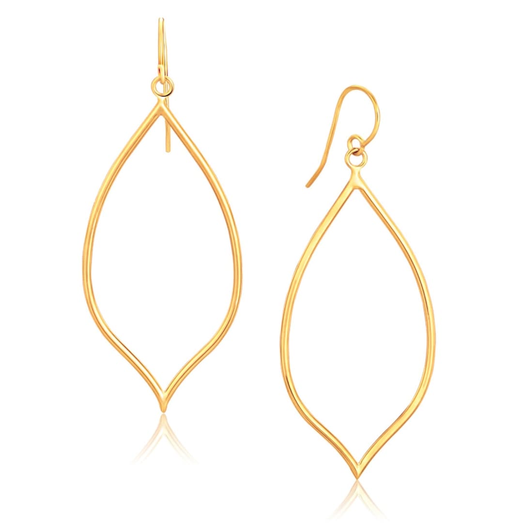 14k Yellow Gold Marquise Style Polished Earrings | Richard Cannon Jewelry