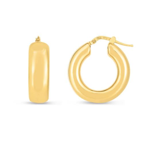 14k Yellow Gold Medium Puffy Hoops | Richard Cannon Jewelry