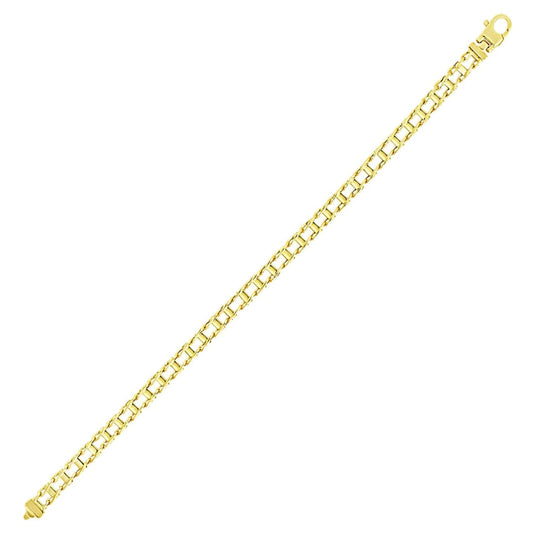 14k Yellow Gold Men’s Bracelet with Rail Motif Links | Richard Cannon Jewelry