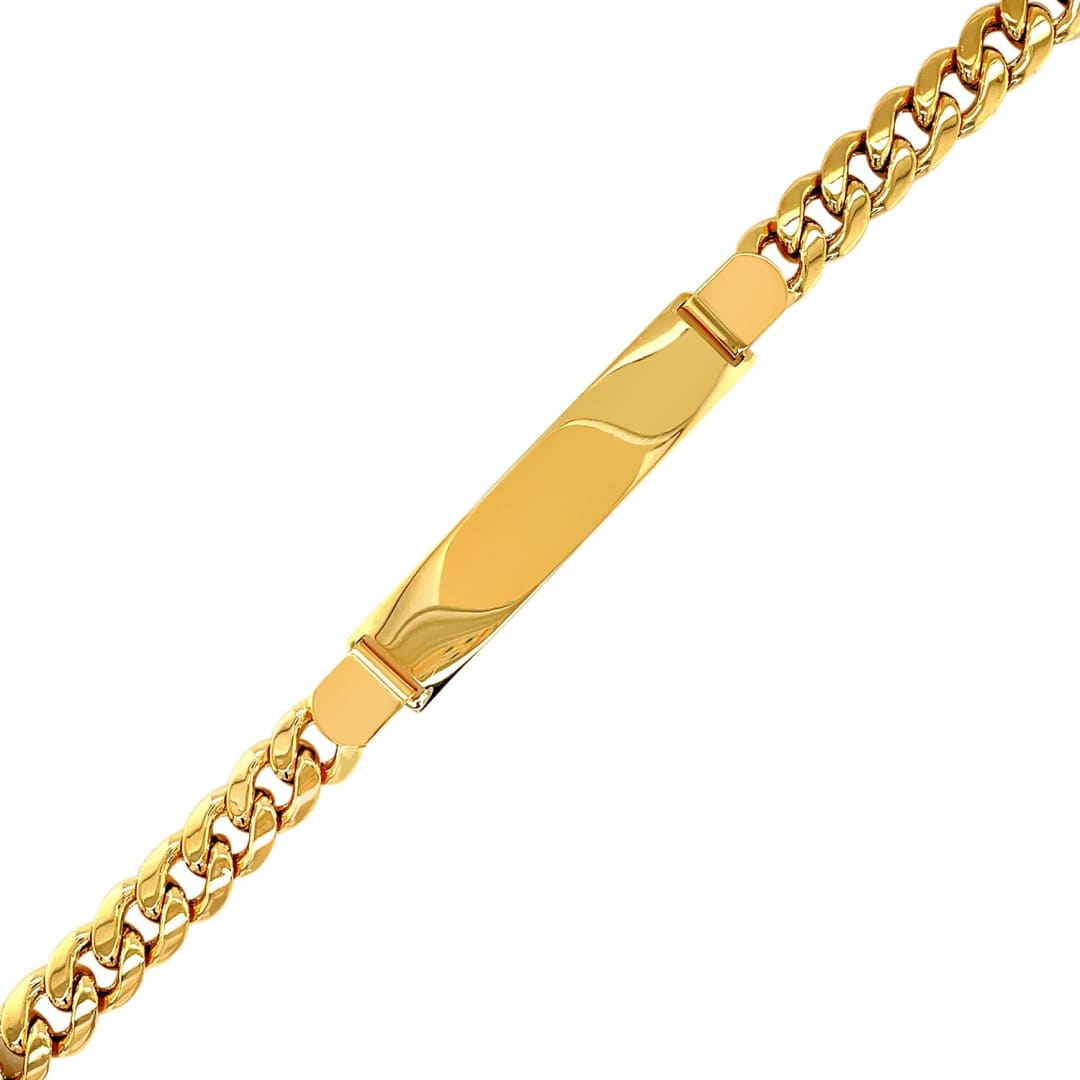 14k Yellow Gold Men’s ID Cuban Chain Bracelet | Richard Cannon Jewelry