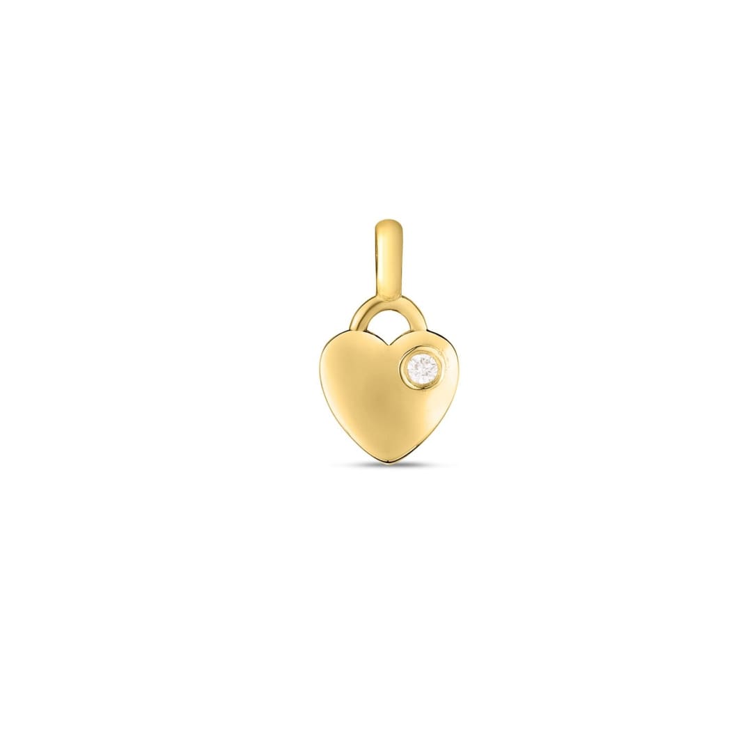 14k Yellow Gold Mini Diamond Heart Charm | Richard Cannon Jewelry