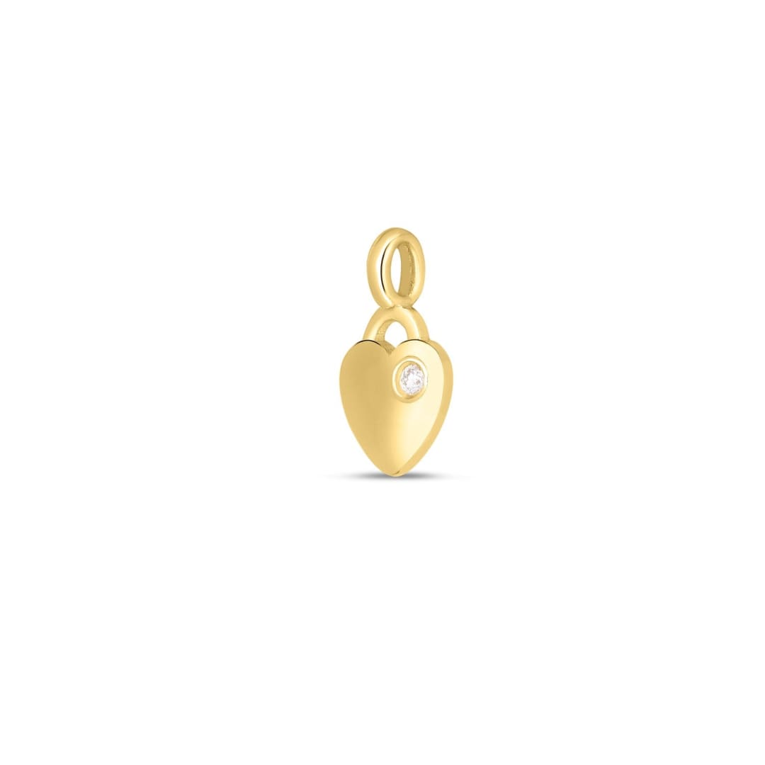 14k Yellow Gold Mini Diamond Heart Charm | Richard Cannon Jewelry