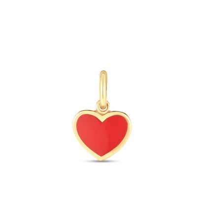 14k Yellow Gold Mini Red Enamel Heart Charm | Richard Cannon Jewelry