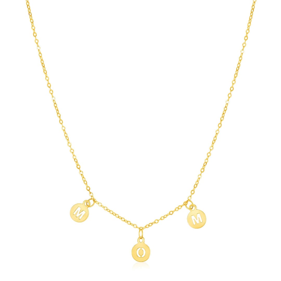 14k Yellow Gold Mom Necklace with Circle Drops | Richard Cannon Jewelry