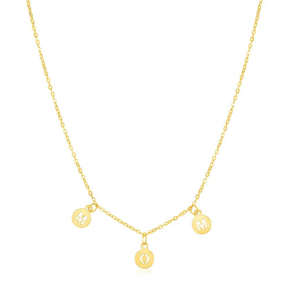 14k Yellow Gold Mom Necklace with Circle Drops | Richard Cannon Jewelry