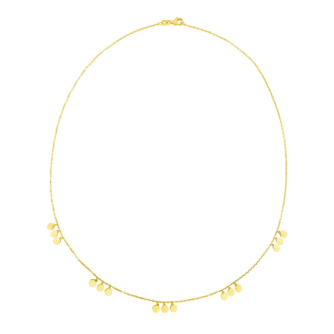 14k Yellow Gold Necklace with Circle Dangle Stations | Richard Cannon Jewelry