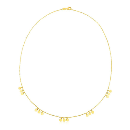 14k Yellow Gold Necklace with Circle Dangle Stations | Richard Cannon Jewelry