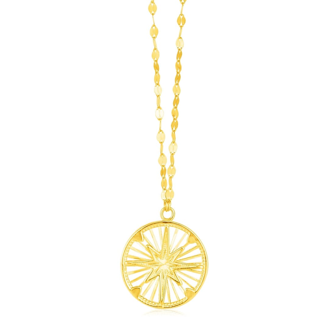 14k Yellow Gold Necklace with Compass Pendant | Richard Cannon Jewelry