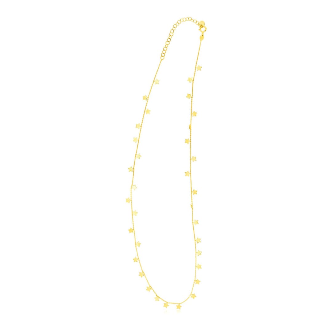 14K Yellow Gold Necklace with Dangling Stars | Richard Cannon Jewelry