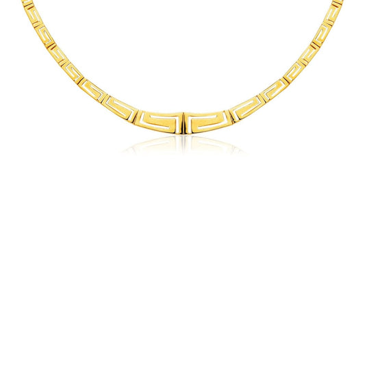 14K Yellow Gold Necklace with Graduated Greek Meander Motif Links | Richard Cannon Jewelry