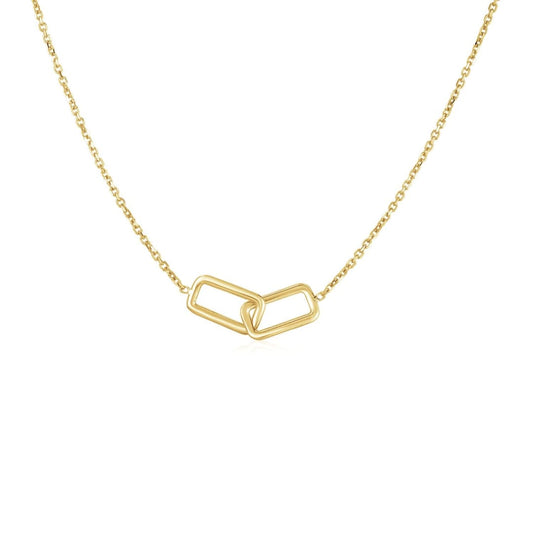 14k Yellow Gold Necklace with Interlocking Petite Rectangles | Richard Cannon Jewelry