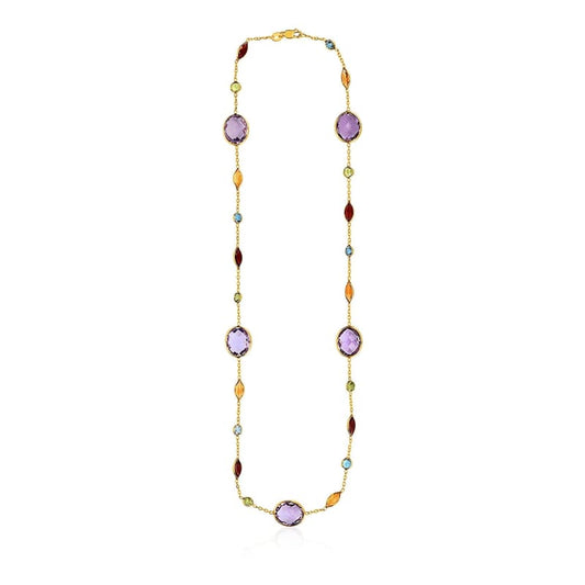 14k Yellow Gold Necklace with Multi-Colored Stones | Richard Cannon Jewelry