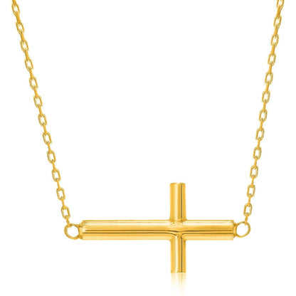 14k Yellow Gold Necklace with a Polished Cross Design | Richard Cannon Jewelry