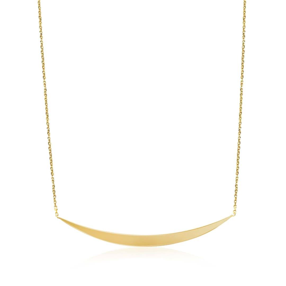 14k Yellow Gold Necklace with Polished Curved Bar Pendant | Richard Cannon Jewelry