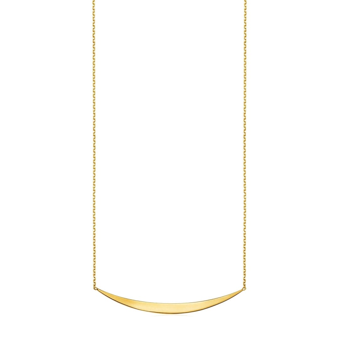 14k Yellow Gold Necklace with Polished Curved Bar Pendant | Richard Cannon Jewelry