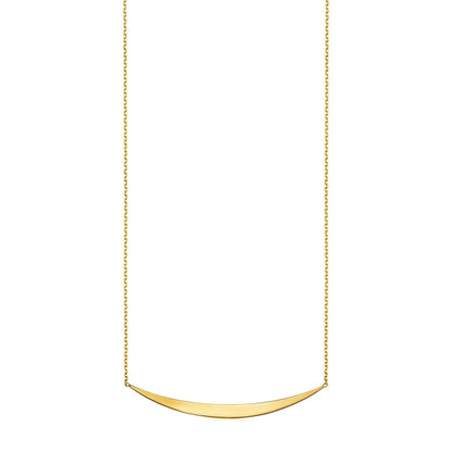 14k Yellow Gold Necklace with Polished Curved Bar Pendant | Richard Cannon Jewelry