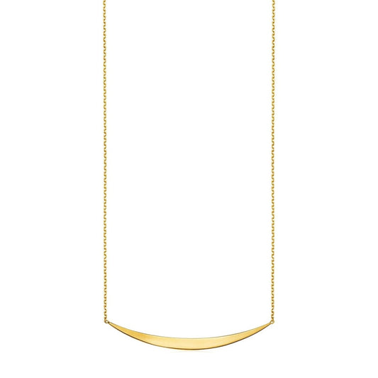 14k Yellow Gold Necklace with Polished Curved Bar Pendant | Richard Cannon Jewelry