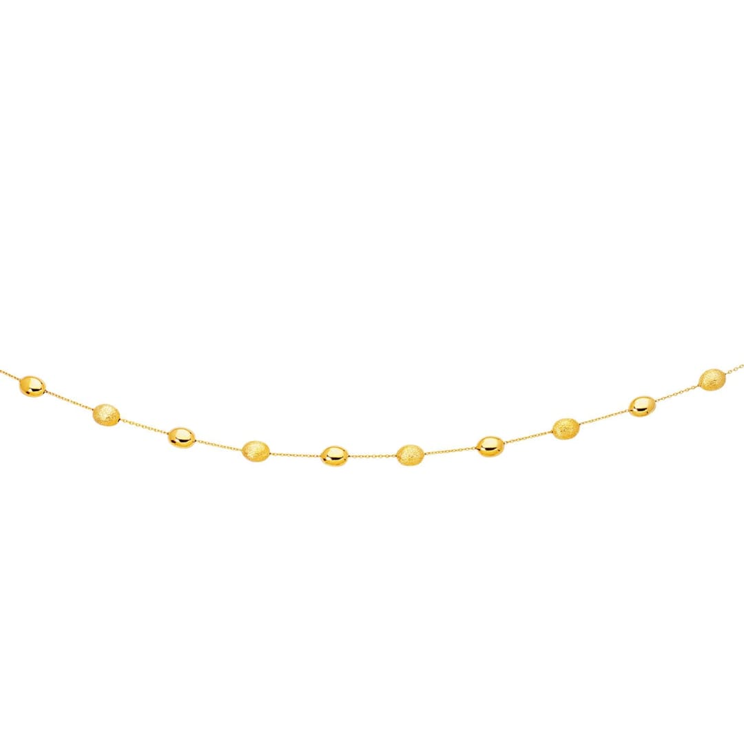 14k Yellow Gold Necklace with Polished and Textured Pebble Stations | Richard Cannon