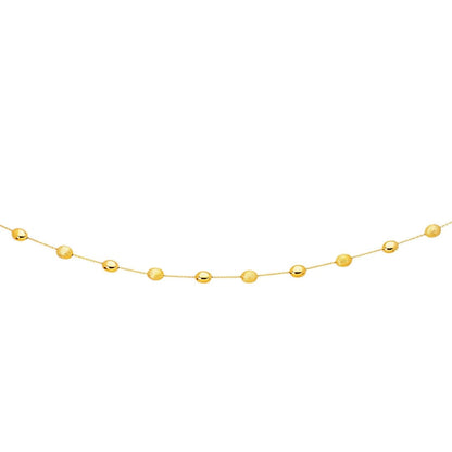 14k Yellow Gold Necklace with Polished and Textured Pebble Stations | Richard Cannon