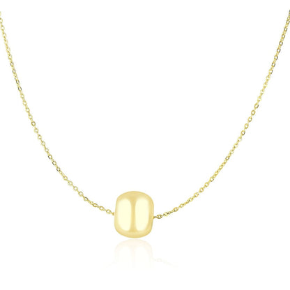 14k Yellow Gold Necklace with Shiny Barrel Bead Charm | Richard Cannon Jewelry