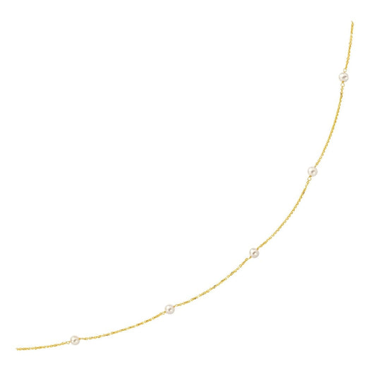 14k Yellow Gold Necklace with White Pearls | Richard Cannon Jewelry