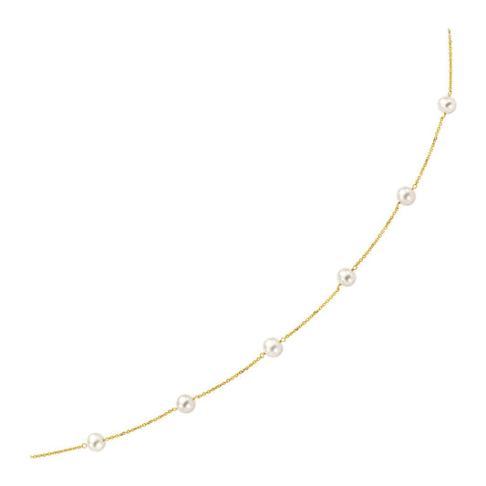 14k Yellow Gold Necklace with White Pearls | Richard Cannon Jewelry