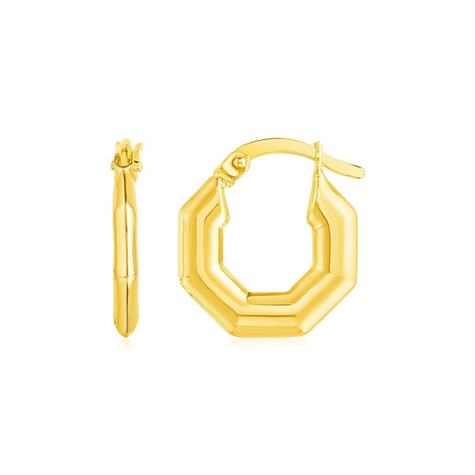 14k Yellow Gold Octagon Hoop Earrings | Richard Cannon Jewelry