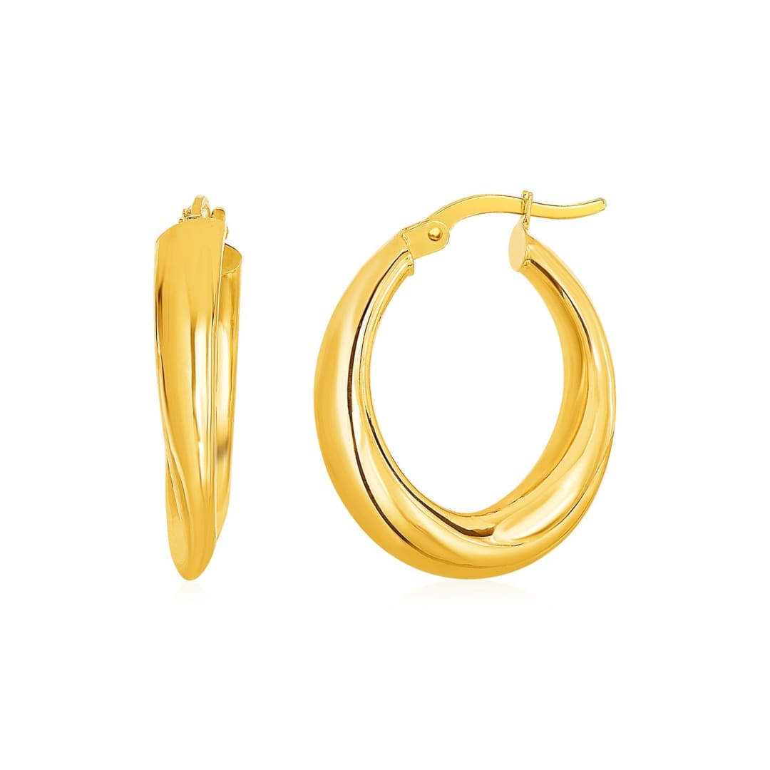 14k Yellow Gold Oval Hoop Earrings | Richard Cannon Jewelry