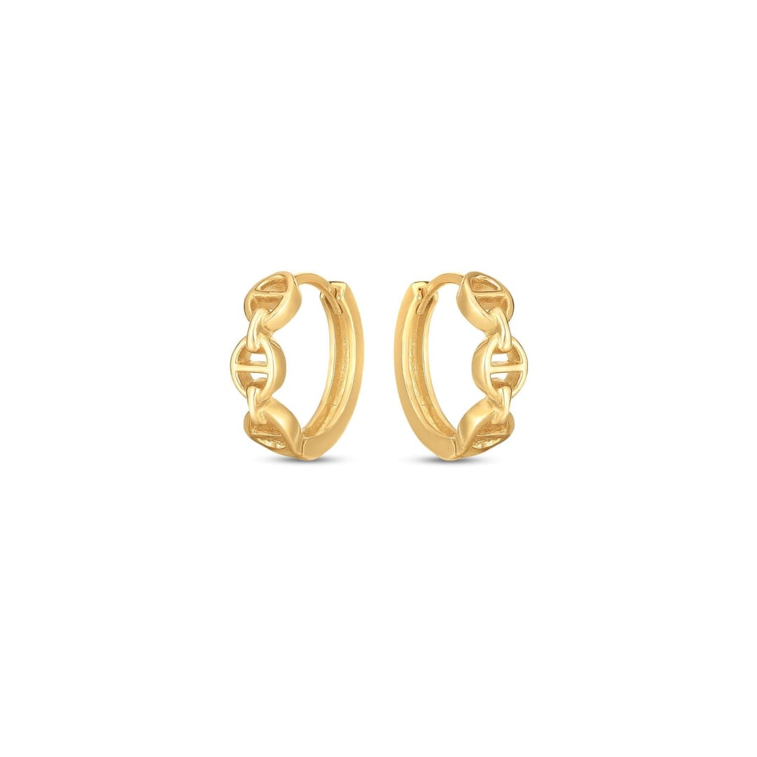 14k Yellow Gold Oval Mariner Huggies | Richard Cannon Jewelry