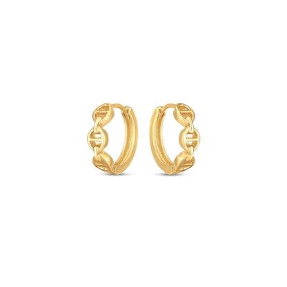 14k Yellow Gold Oval Mariner Huggies | Richard Cannon Jewelry