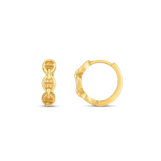 14k Yellow Gold Oval Mariner Huggies | Richard Cannon Jewelry