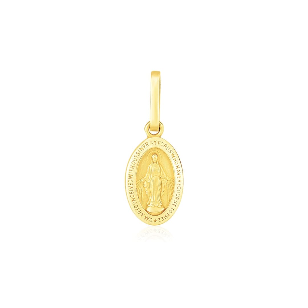 14k Yellow Gold Oval Religious Medal Pendant | Richard Cannon Jewelry