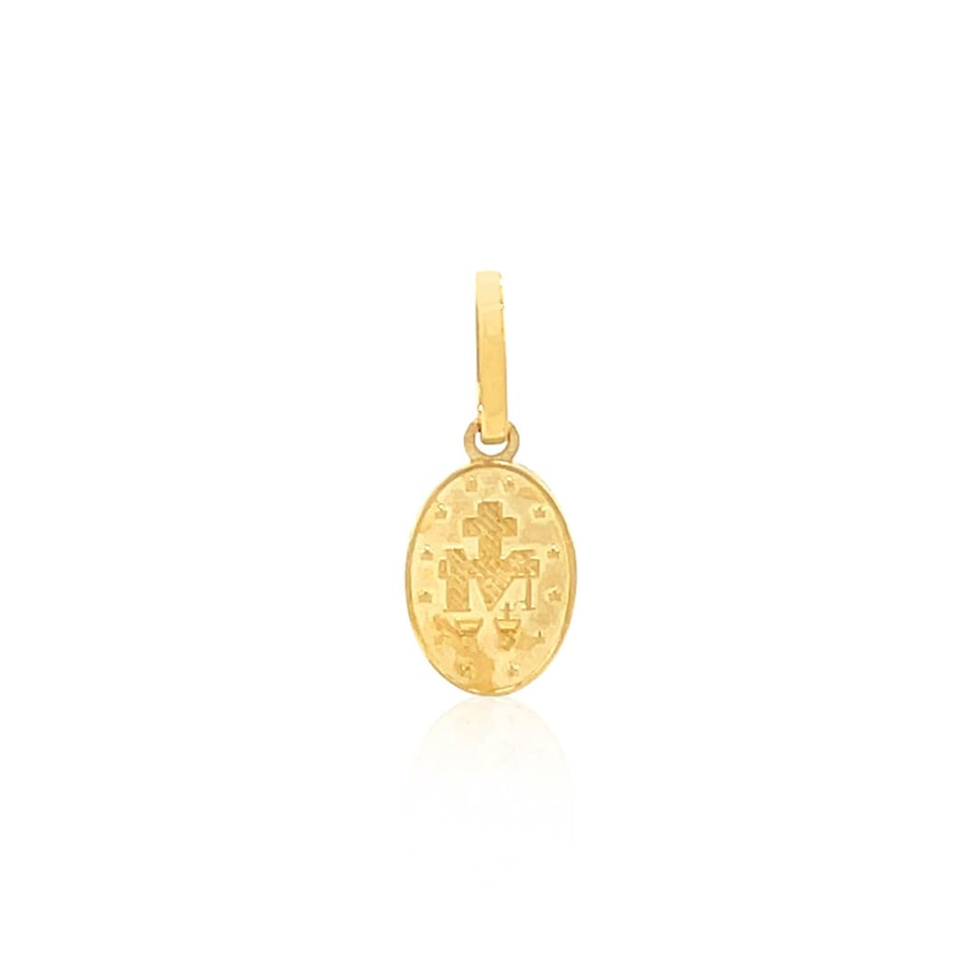 14k Yellow Gold Oval Religious Medal Pendant | Richard Cannon Jewelry