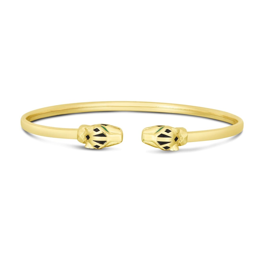 14k Yellow Gold Panther Bangle | Richard Cannon Jewelry