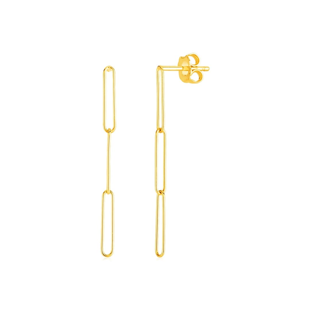 14k Yellow Gold Paperclip Chain Dangle Earrings | Richard Cannon Jewelry