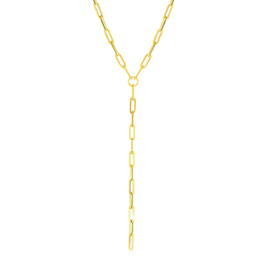 14k Yellow Gold Paperclip Chain Lariat Necklace | Richard Cannon Jewelry