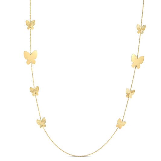 14k Yellow Gold Papillon Graduated Butterfly Necklace | Richard Cannon Jewelry