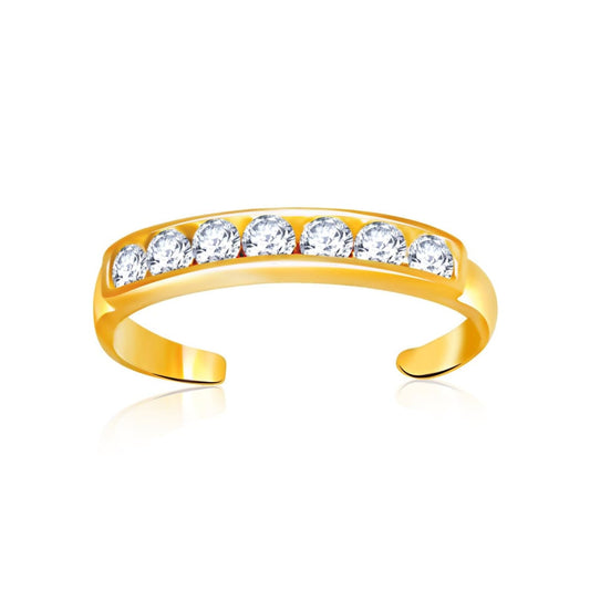 14k Yellow Gold Pave Set Cubic Zirconia Toe Ring | Richard Cannon Jewelry