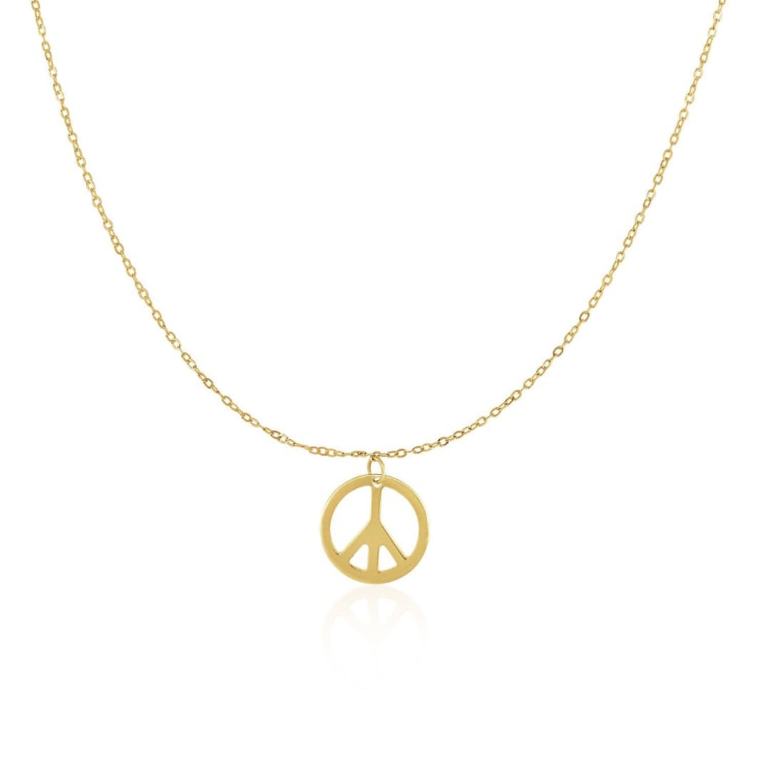 14k Yellow Gold with Peace Symbol Pendant | Richard Cannon Jewelry