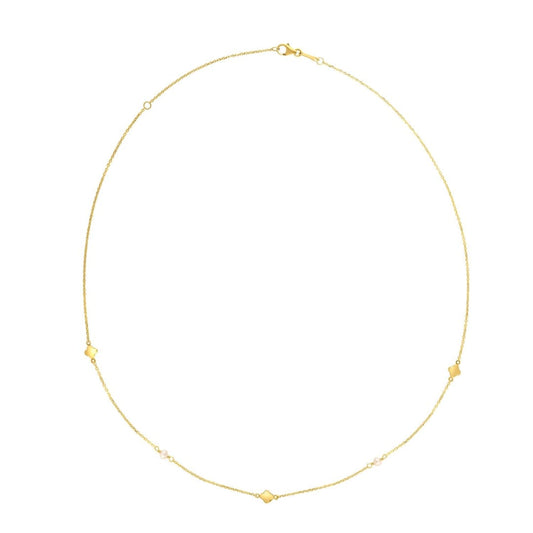 14k Yellow Gold Pearl Clover Necklace | Richard Cannon Jewelry