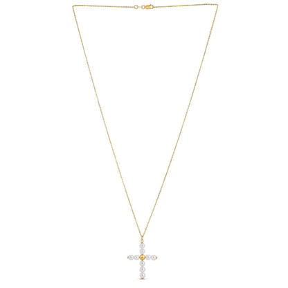 14k Yellow Gold Pearl Cross Pendant | Richard Cannon Jewelry