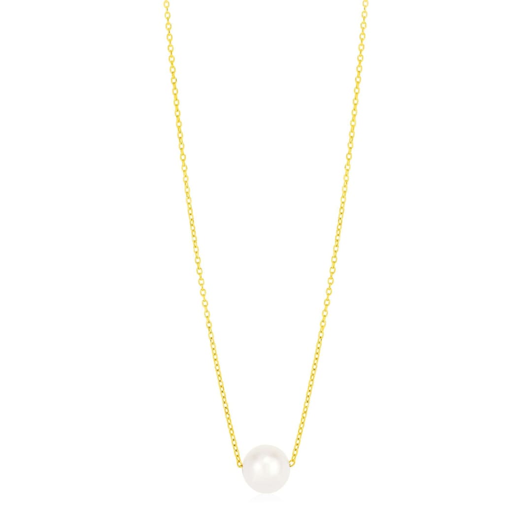 14k Yellow Gold Pearl Solitaire Necklace | Richard Cannon Jewelry