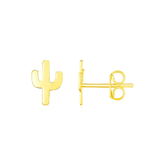 14K Yellow Gold Petite Cactus Earrings | Richard Cannon Jewelry