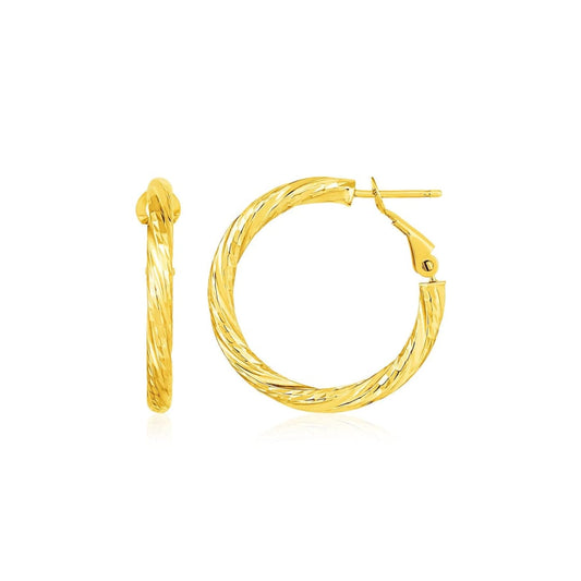 14k Yellow Gold Petite Twisted Round Hoop Earrings(3x15mm) | Richard Cannon Jewelry